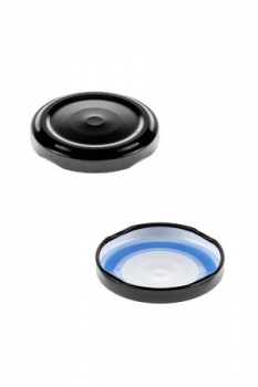 Deckel TO-48 schwarz BLUESEAL steri Button, speziell für fett- und ölhaltige Füllgüter, PVC-Ni